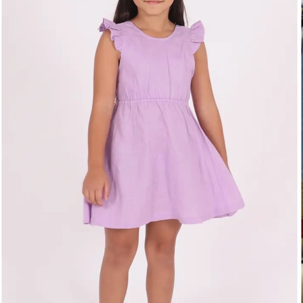 Lavender Ruffle Sleeve Kids Dress
